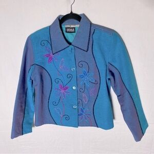Vintage YakMagik Blue Purple Yak Yarn Button Up Light Jacket M
